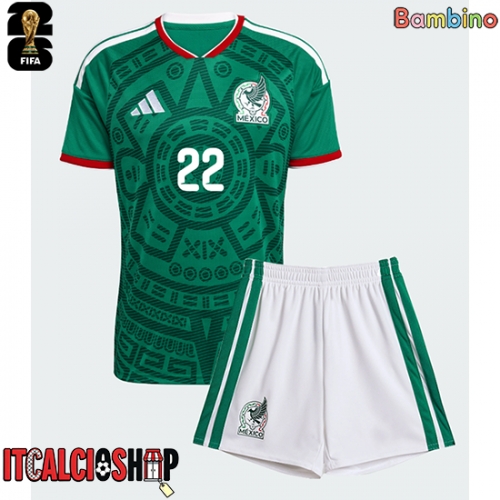 Messico Armando Gonzalez #14 Prima Maglia Bambino Mondiali 2026 Manica Corta (+ Pantaloni corti)